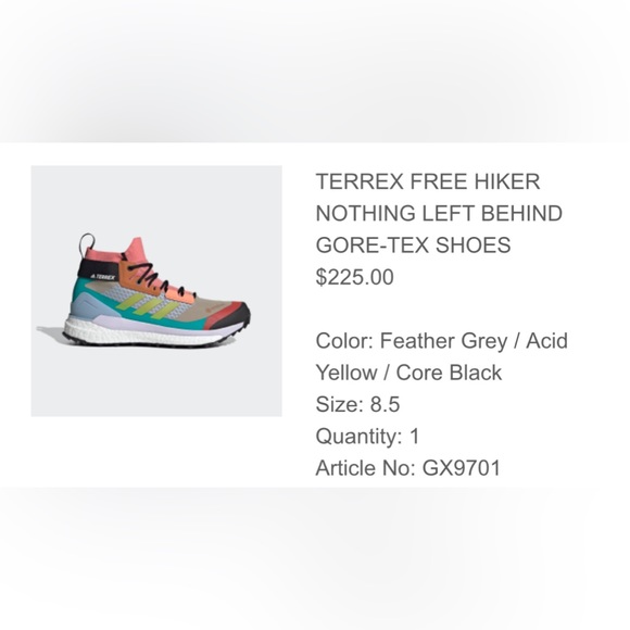 Adidas TERREX FREE HIKER NOTHING LEFT BEHIND 8.5 limited edition water resistant - Picture 14 of 14